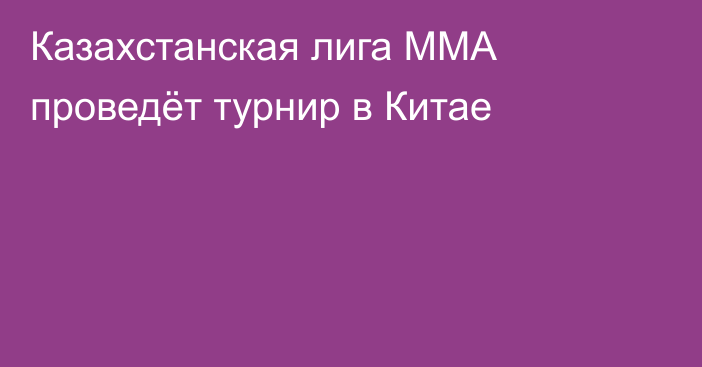 Казахстанская лига ММА проведёт турнир в Китае
