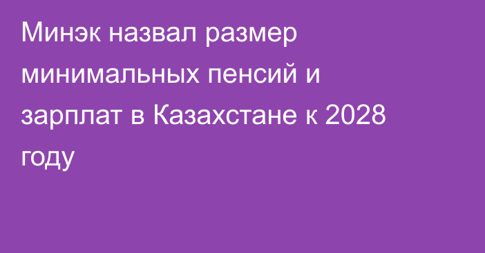 Минэк назвал размер минимальных пенсий и зарплат в Казахстане к 2028 году