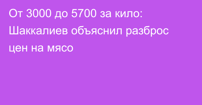 От 3000 до 5700 за кило: Шаккалиев объяснил разброс цен на мясо