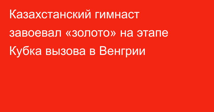 Казахстанский гимнаст завоевал «золото» на этапе Кубка вызова в Венгрии