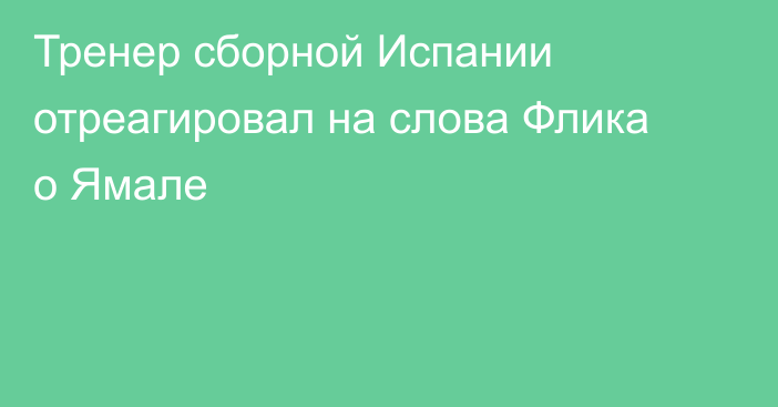 Тренер сборной Испании отреагировал на слова Флика о Ямале