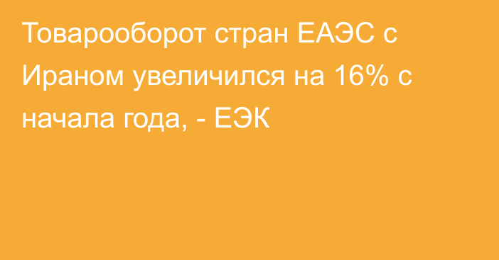 Товарооборот стран ЕАЭС с Ираном увеличился на 16% с начала года, - ЕЭК