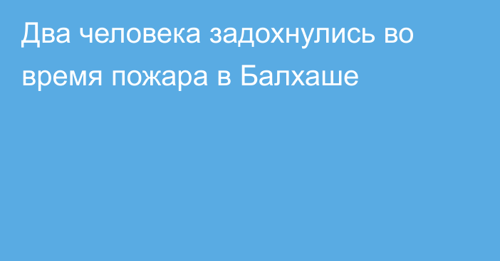 Два человека задохнулись во время пожара в Балхаше