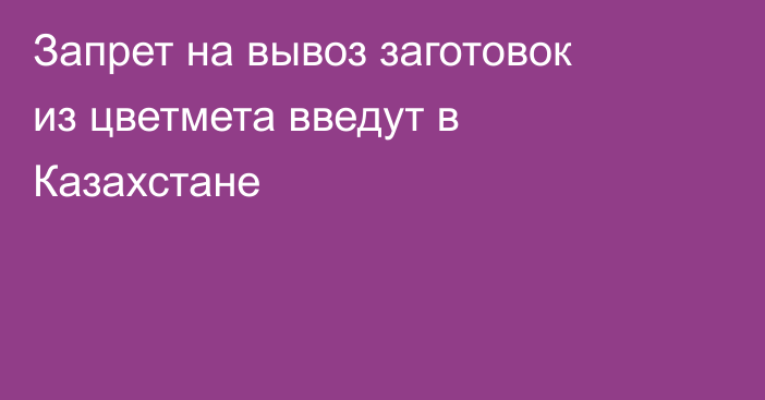 Запрет на вывоз заготовок из цветмета введут в Казахстане