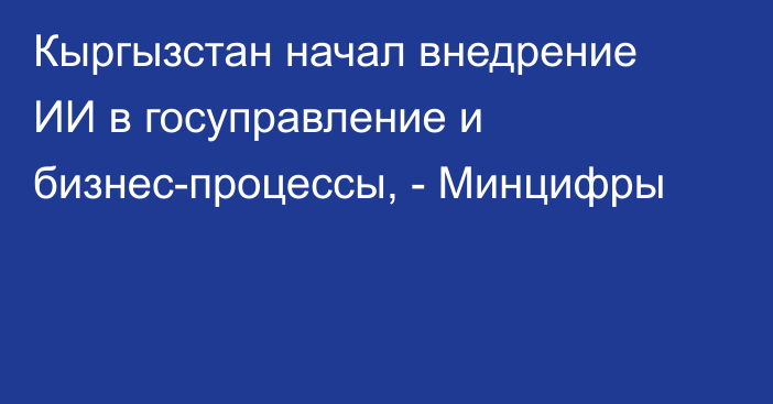 Кыргызстан начал внедрение ИИ в госуправление и бизнес-процессы, - Минцифры 