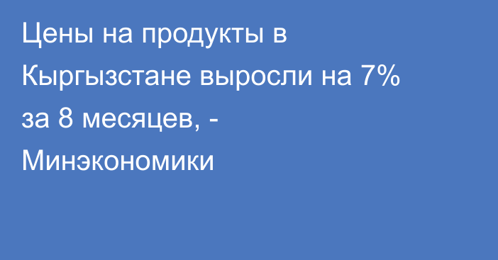 Цены на продукты в Кыргызстане выросли на 7% за 8 месяцев, - Минэкономики