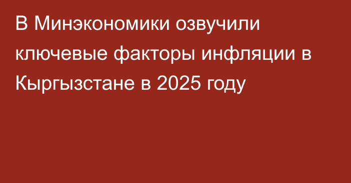В Минэкономики озвучили ключевые факторы инфляции в Кыргызстане в 2025 году