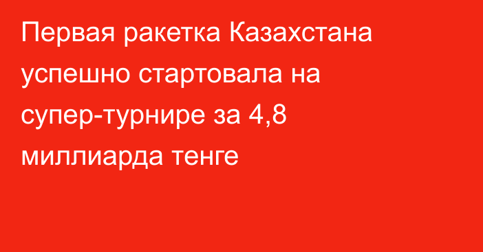 Первая ракетка Казахстана успешно стартовала на супер-турнире за 4,8 миллиарда тенге