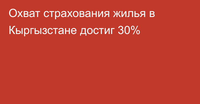 Охват страхования жилья в Кыргызстане достиг 30%