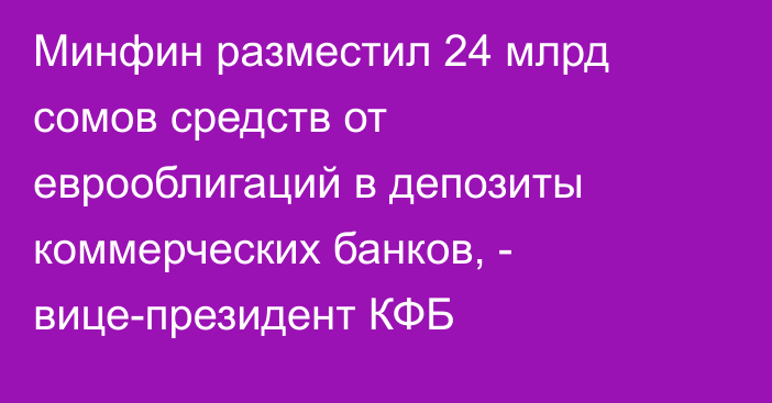 Минфин разместил 24 млрд сомов средств от еврооблигаций в депозиты коммерческих банков, - вице-президент КФБ