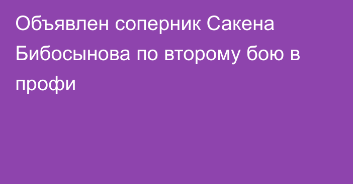 Объявлен соперник Сакена Бибосынова по второму бою в профи