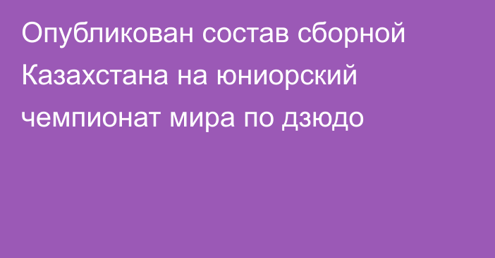 Опубликован состав сборной Казахстана на юниорский чемпионат мира по дзюдо