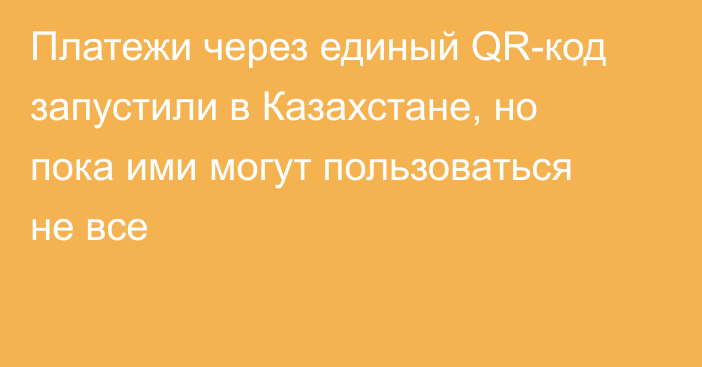 Платежи через единый QR-код запустили в Казахстане, но пока ими могут пользоваться не все