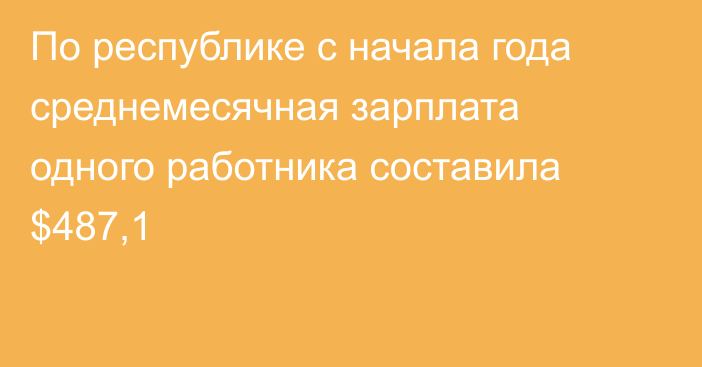 По республике с начала года среднемесячная зарплата одного работника составила $487,1