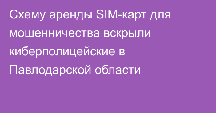 Схему аренды SIM-карт для мошенничества вскрыли киберполицейские в Павлодарской области
