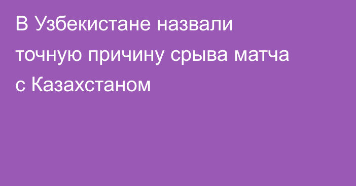 В Узбекистане назвали точную причину срыва матча с Казахстаном