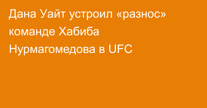 Дана Уайт устроил «разнос» команде Хабиба Нурмагомедова в UFC