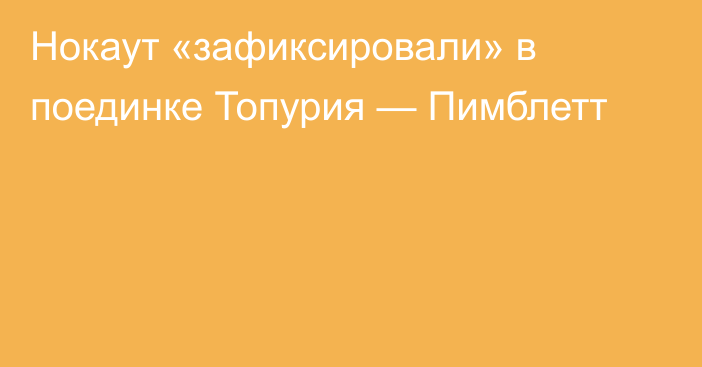 Нокаут «зафиксировали» в поединке Топурия — Пимблетт