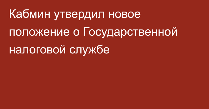 Кабмин утвердил новое положение о Государственной налоговой службе