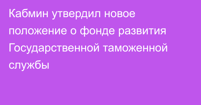 Кабмин утвердил новое положение о фонде развития Государственной таможенной службы