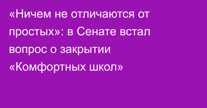 «Ничем не отличаются от простых»: в Сенате встал вопрос о закрытии «Комфортных школ»