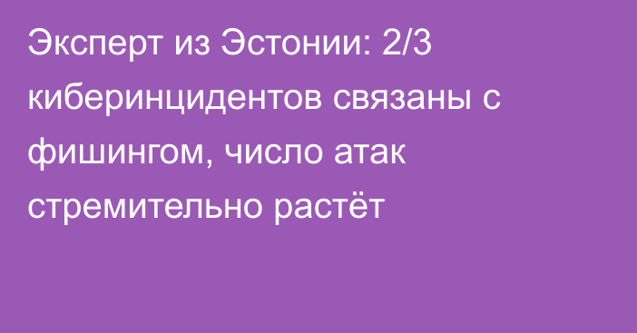 Эксперт из Эстонии: 2/3 киберинцидентов связаны с фишингом, число атак стремительно растёт