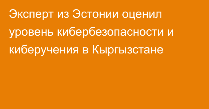 Эксперт из Эстонии оценил уровень кибербезопасности и киберучения в Кыргызстане