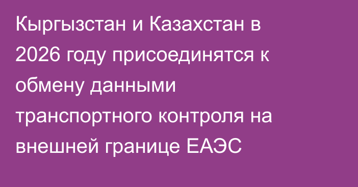 Кыргызстан и Казахстан в 2026 году присоединятся к обмену данными транспортного контроля на внешней границе ЕАЭС