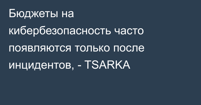 Бюджеты на кибербезопасность часто появляются только после инцидентов, - TSARKA