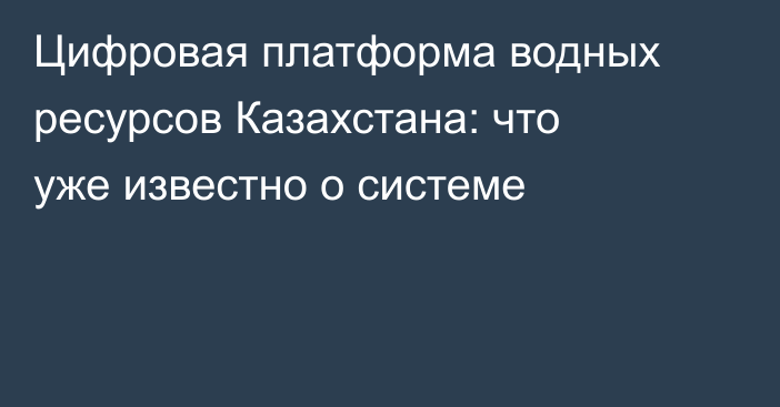 Цифровая платформа водных ресурсов Казахстана: что уже известно о системе