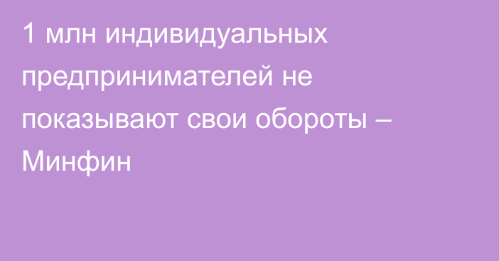 1 млн индивидуальных предпринимателей не показывают свои обороты – Минфин