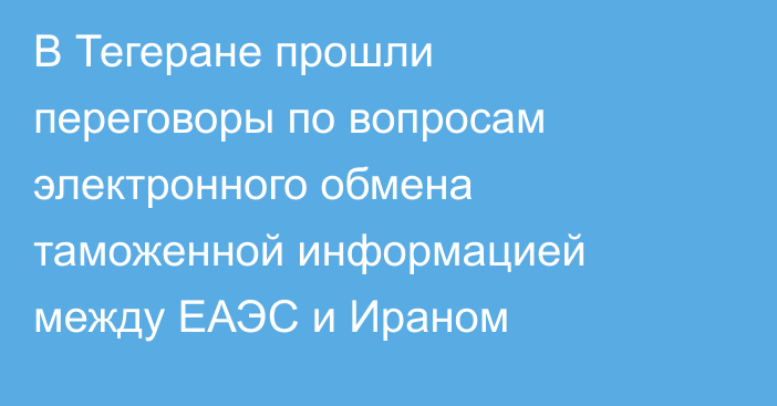 В Тегеране прошли переговоры по вопросам электронного обмена таможенной информацией между ЕАЭС и Ираном