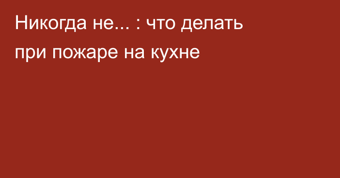 Никогда не... : что делать при пожаре на кухне