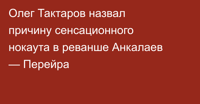 Олег Тактаров назвал причину сенсационного нокаута в реванше Анкалаев — Перейра