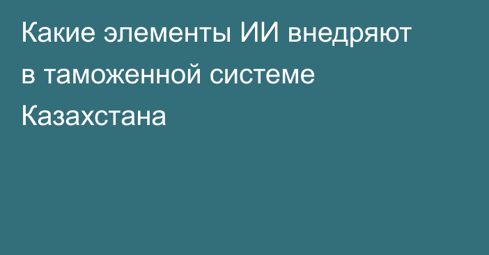 Какие элементы ИИ внедряют в таможенной системе Казахстана