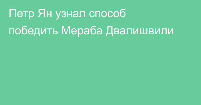 Петр Ян узнал способ победить Мераба Двалишвили