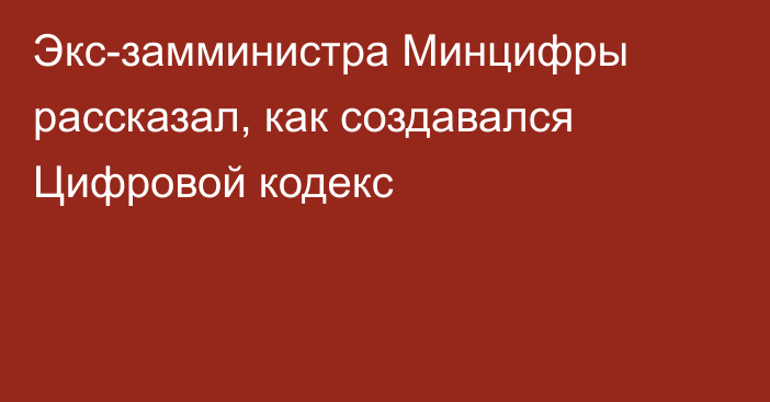 Экс-замминистра Минцифры рассказал, как создавался Цифровой кодекс