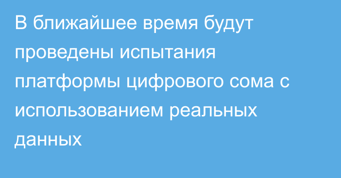 В ближайшее время будут проведены испытания платформы цифрового сома с использованием реальных данных