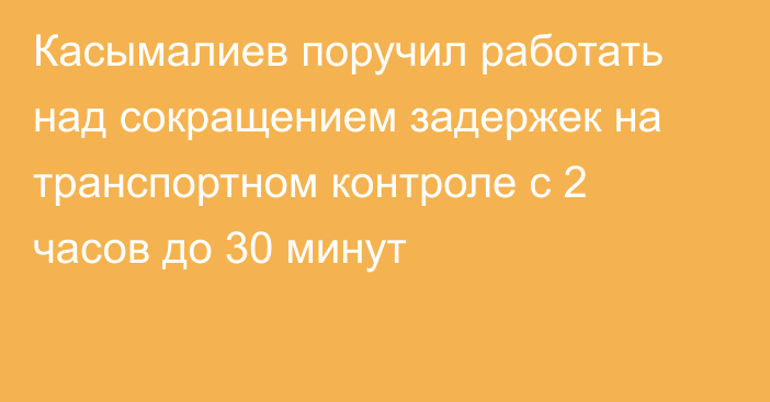 Касымалиев поручил работать над сокращением задержек на транспортном контроле с 2 часов до 30 минут