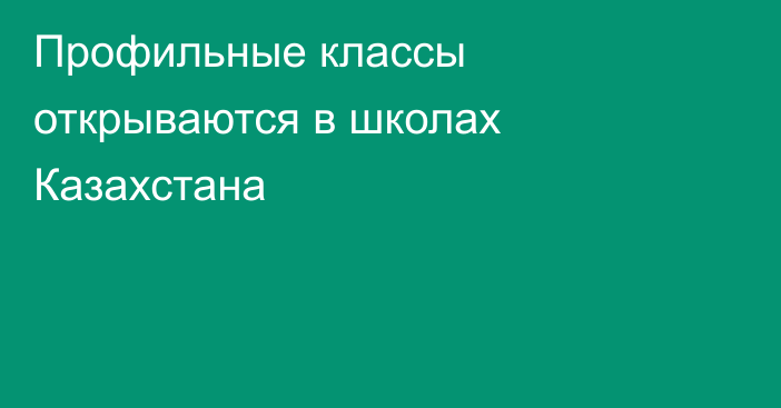 Профильные классы открываются в школах Казахстана