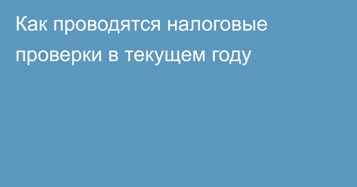 Как проводятся налоговые проверки в текущем году