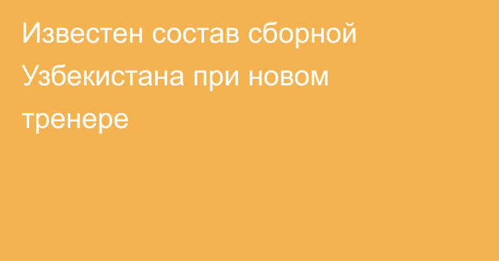 Известен состав сборной Узбекистана при новом тренере