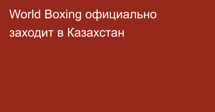 World Boxing официально заходит в Казахстан
