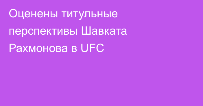 Оценены титульные перспективы Шавката Рахмонова в UFC