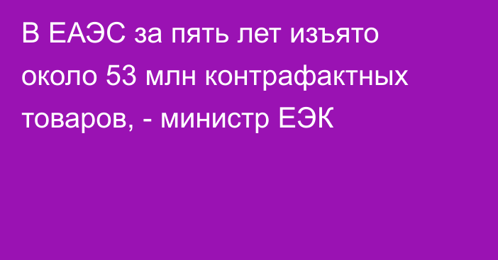 В ЕАЭС за пять лет изъято около 53 млн контрафактных товаров, - министр ЕЭК