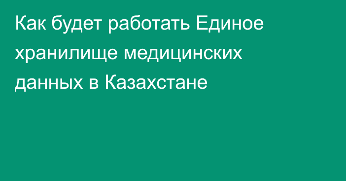 Как будет работать Единое хранилище медицинских данных в Казахстане