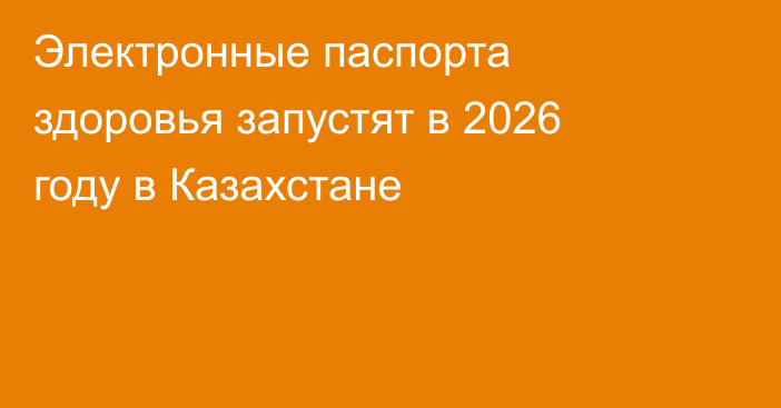 Электронные паспорта здоровья запустят в 2026 году в Казахстане