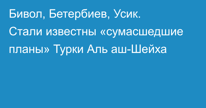 Бивол, Бетербиев, Усик. Стали известны «сумасшедшие планы» Турки Аль аш-Шейха