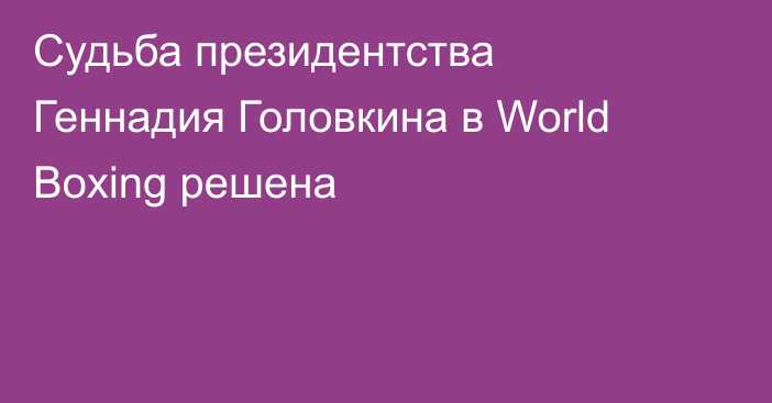Судьба президентства Геннадия Головкина в World Boxing решена