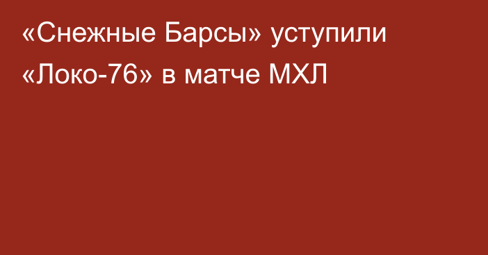 «Снежные Барсы» уступили «Локо-76» в матче МХЛ